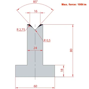 Amada System 85° V16 H80-85°1 Groove T-Dies