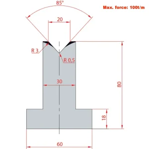Amada System 85° V20 H80-85°1 Groove T-Dies
