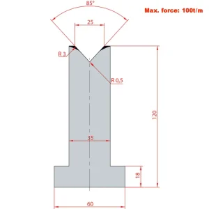 Amada System 85° V25 H120-85°1 Groove T-Dies