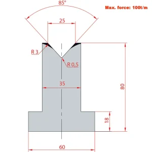 Amada System 85° V25 H80-85°1 Groove T-Dies